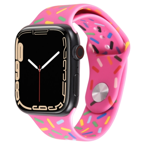 

Rainbow Raindrops Silicone Watch Band For Apple Watch 5 44mm(Rose Red)