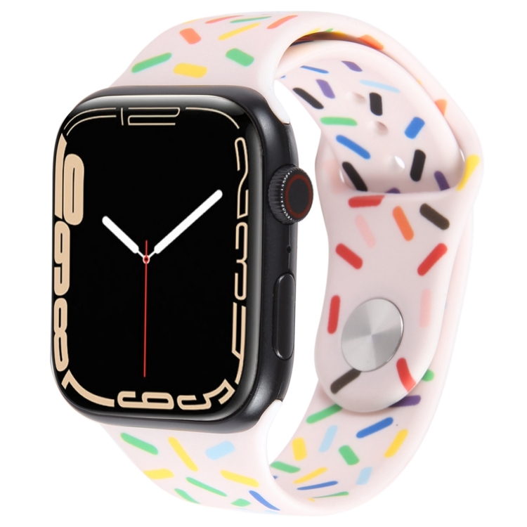 

Rainbow Raindrops Silicone Watch Band For Apple Watch 3 38mm(Pink)