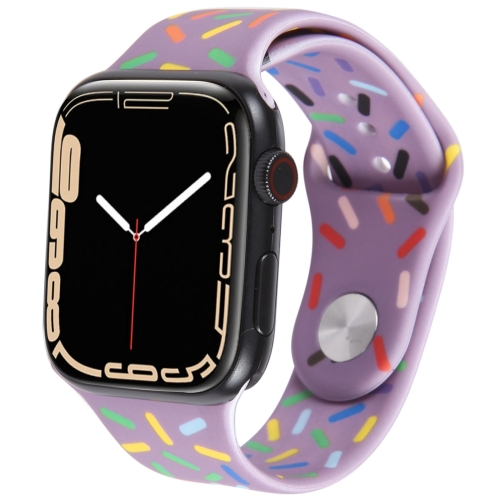 

Rainbow Raindrops Silicone Watch Band For Apple Watch 3 38mm(Light Purple)