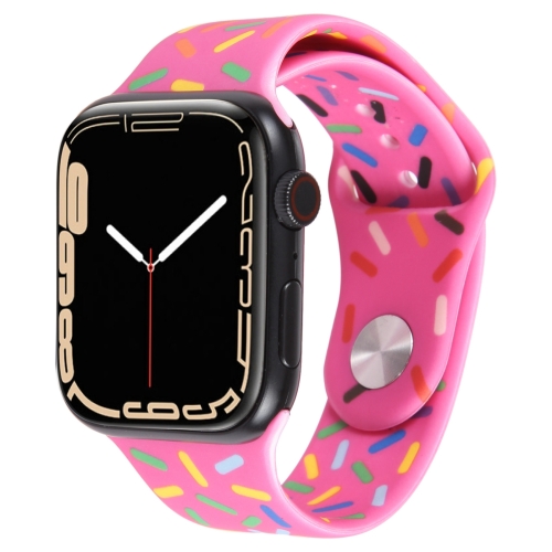 

Rainbow Raindrops Silicone Watch Band For Apple Watch 3 42mm(Rose Red)