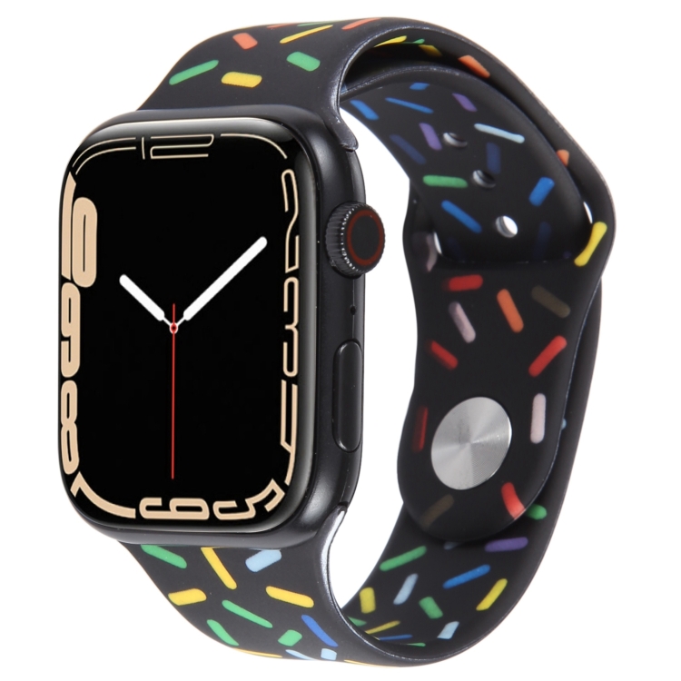 

Rainbow Raindrops Silicone Watch Band For Apple Watch 38mm(Black)