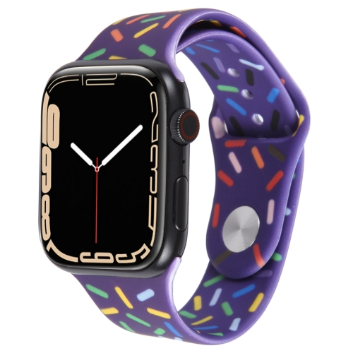 

Rainbow Raindrops Silicone Watch Band For Apple Watch 38mm(Dark Purple)