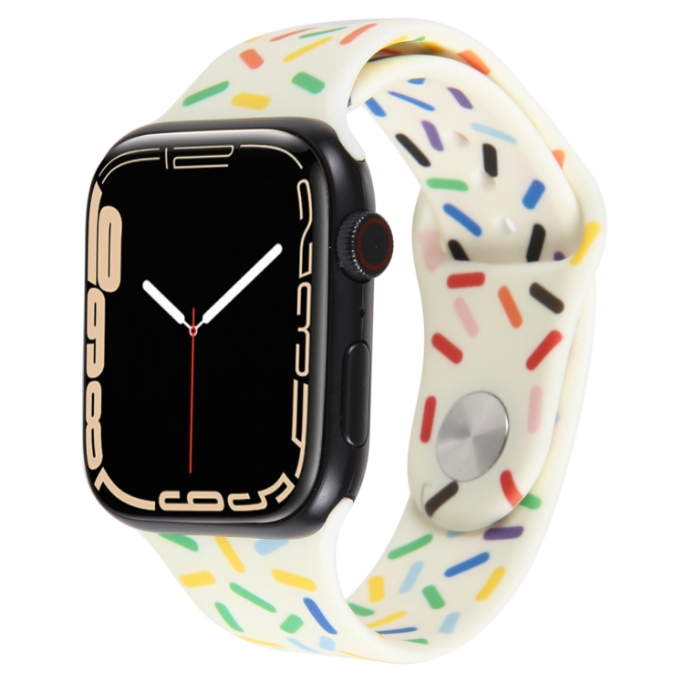 

Rainbow Raindrops Silicone Watch Band For Apple Watch 38mm(Beige)