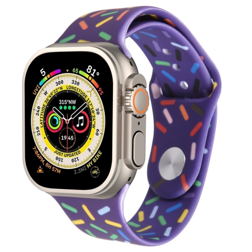 

Rainbow Raindrops Silicone Watch Band For Apple Watch SE 2023 40mm(Dark Purple)