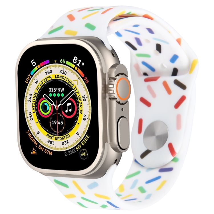 

Rainbow Raindrops Silicone Watch Band For Apple Watch Ultra 2 49mm(White)