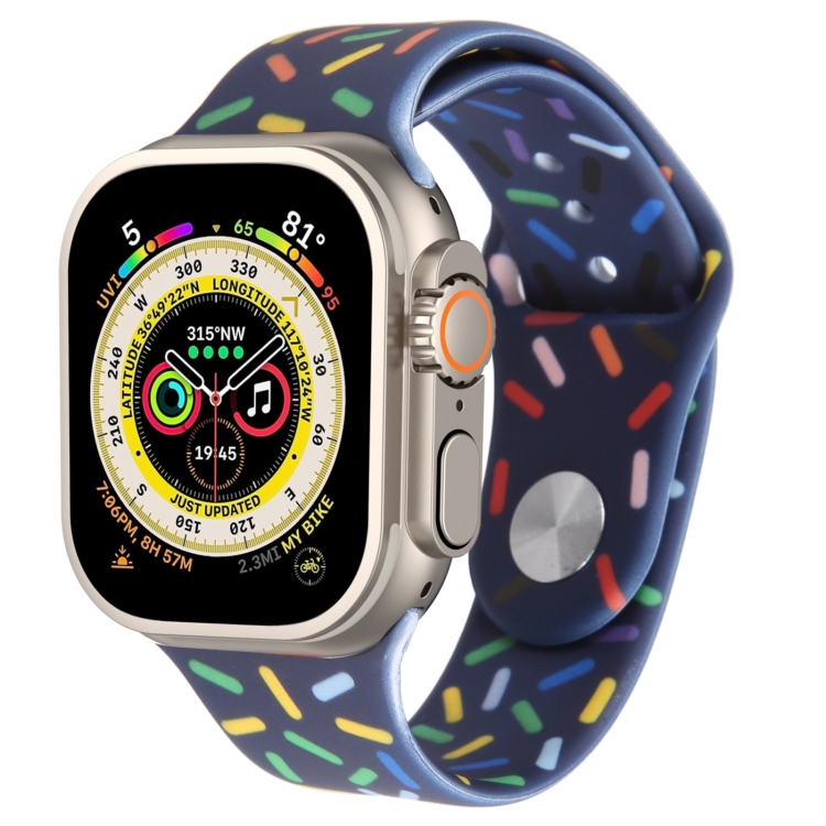 

Rainbow Raindrops Silicone Watch Band For Apple Watch Ultra 2 49mm(Midnight)