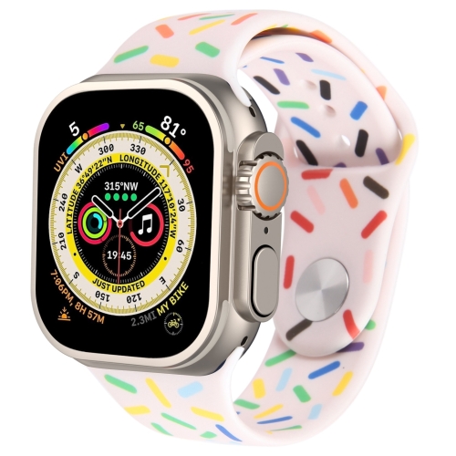 

Rainbow Raindrops Silicone Watch Band For Apple Watch 9 45mm(Pink)