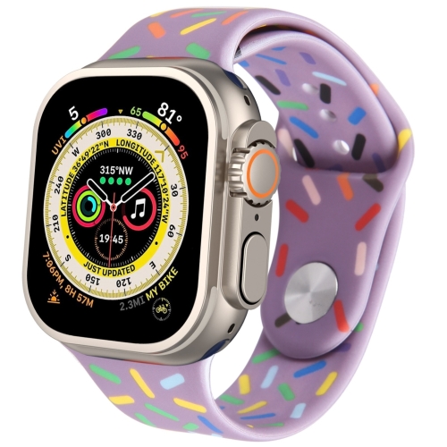 

Rainbow Raindrops Silicone Watch Band For Apple Watch 9 45mm(Light Purple)