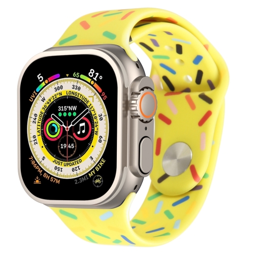

Rainbow Raindrops Silicone Watch Band For Apple Watch 9 45mm(Yellow)