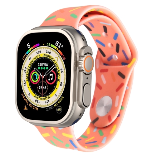 

Rainbow Raindrops Silicone Watch Band For Apple Watch 9 45mm(Orange)