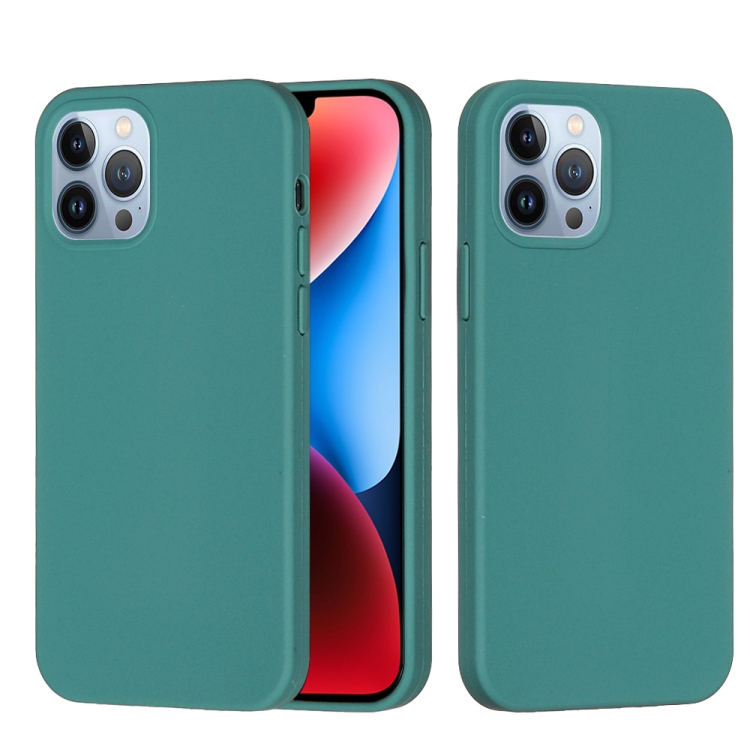 

For iPhone 15 Pro Max Solid Color Silicone Phone Case(Pine Needle Green)
