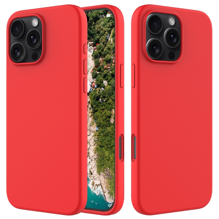 

For iPhone 16 Pro Solid Color Silicone Phone Case(Red)