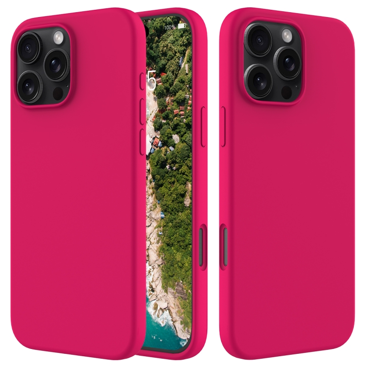 

For iPhone 16 Pro Solid Color Silicone Phone Case(Rose Red)