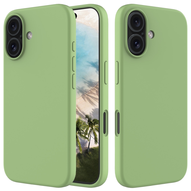 

For iPhone 16 Plus Solid Color Silicone Phone Case(Mint Green)