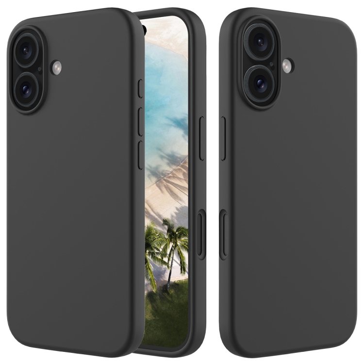 

For iPhone 16 Solid Color Silicone Phone Case(Black)
