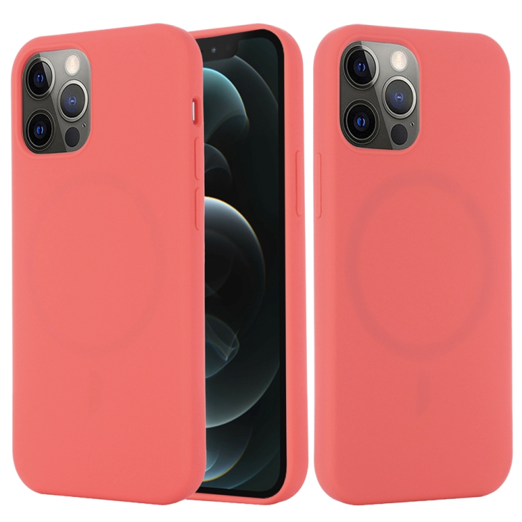 

For iPhone 15 Pro Max Shockproof Silicone Magsafe Phone Case(Pink Orange)