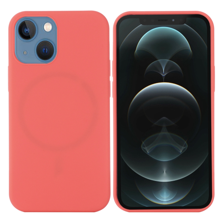 

For iPhone 15 Plus Shockproof Silicone Magsafe Phone Case(Pink Orange)