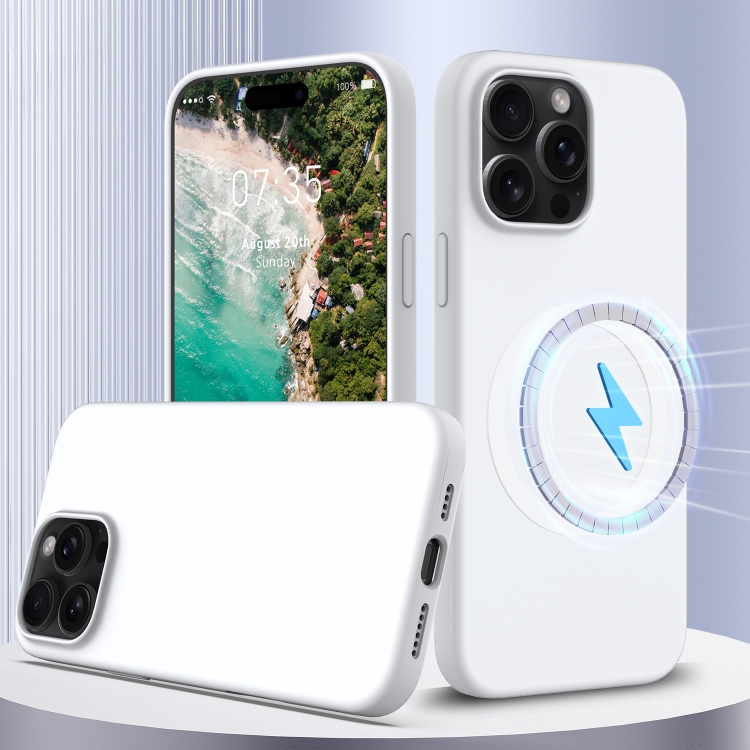 

For iPhone 16 Pro Shockproof Silicone Magsafe Phone Case(White)