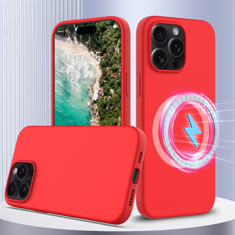

For iPhone 16 Pro Shockproof Silicone Magsafe Phone Case(Red)