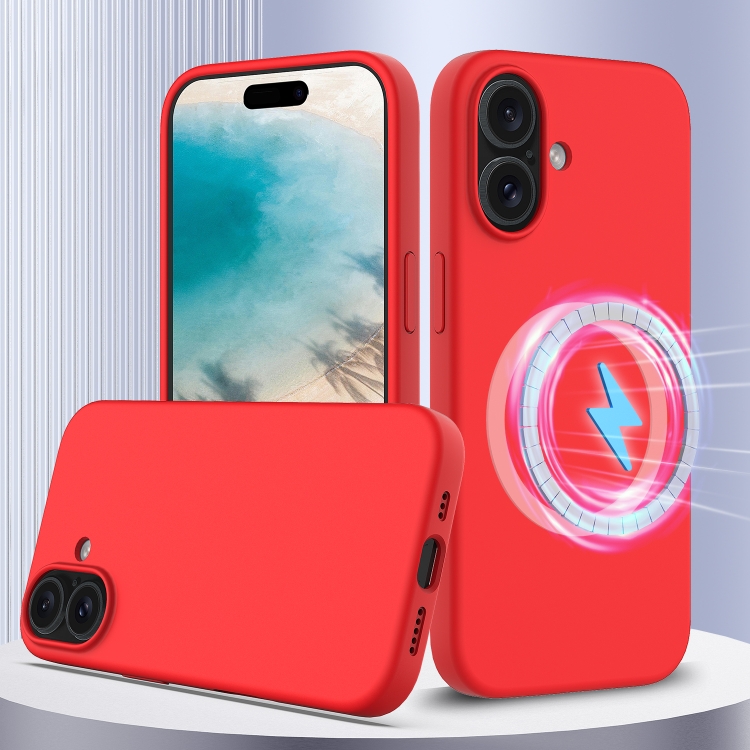 

For iPhone 16 Plus Shockproof Silicone Magsafe Phone Case(Red)