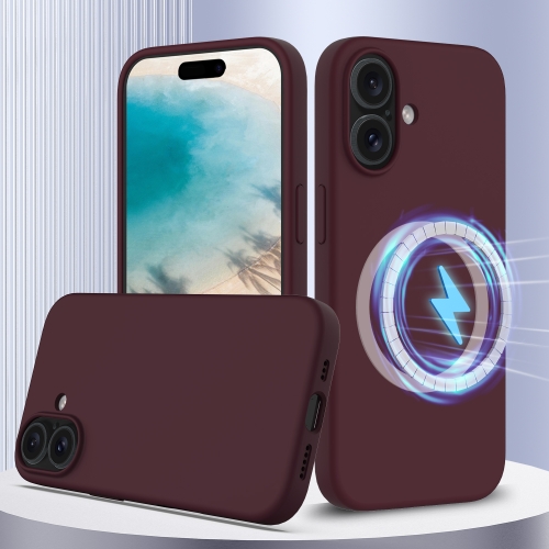 

For iPhone 16 Plus Shockproof Silicone Magsafe Phone Case(Plum Color)