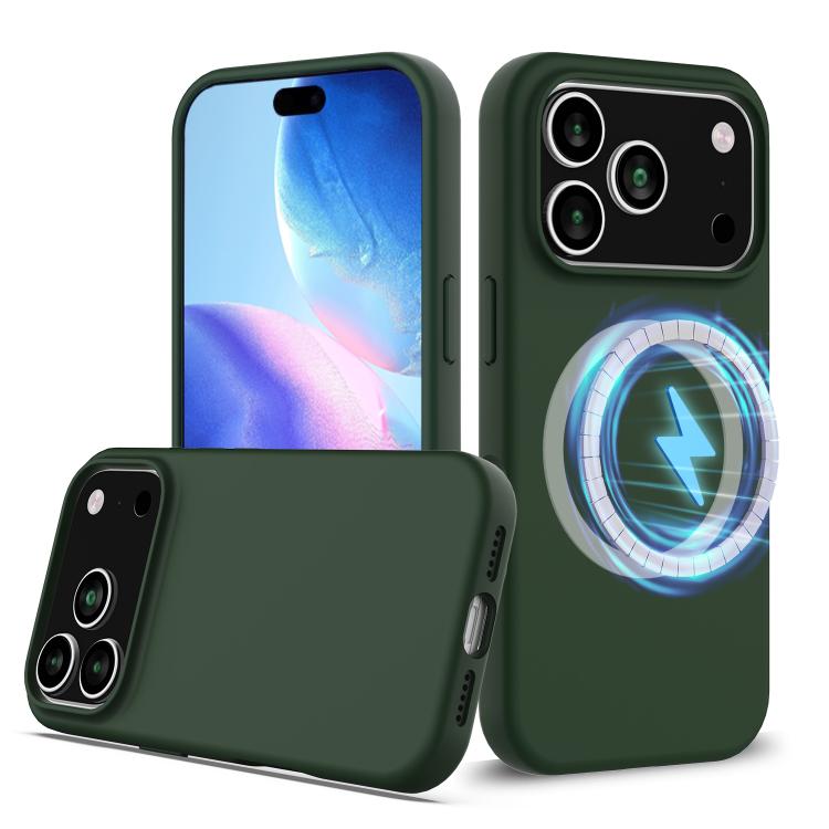 

For iPhone 17 Pro Max Shockproof Silicone Magsafe Phone Case(Dark Green)