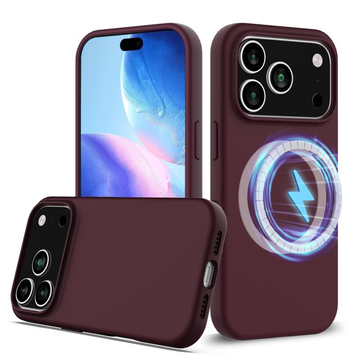 

For iPhone 17 Pro Shockproof Silicone Magsafe Phone Case(Plum Color)