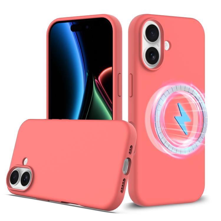 

For iPhone 17 Shockproof Silicone Magsafe Phone Case(Pink Orange)