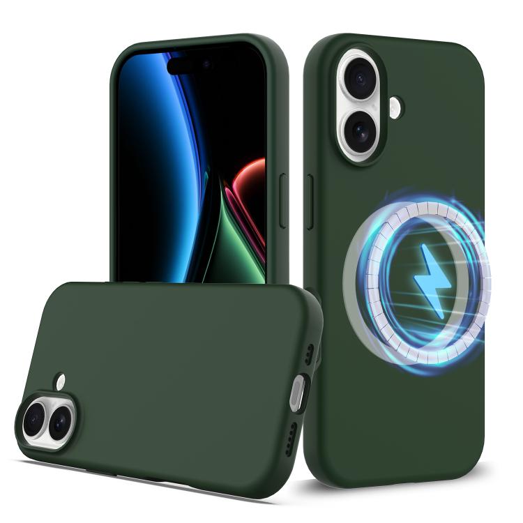 

For iPhone 17 Shockproof Silicone Magsafe Phone Case(Dark Green)