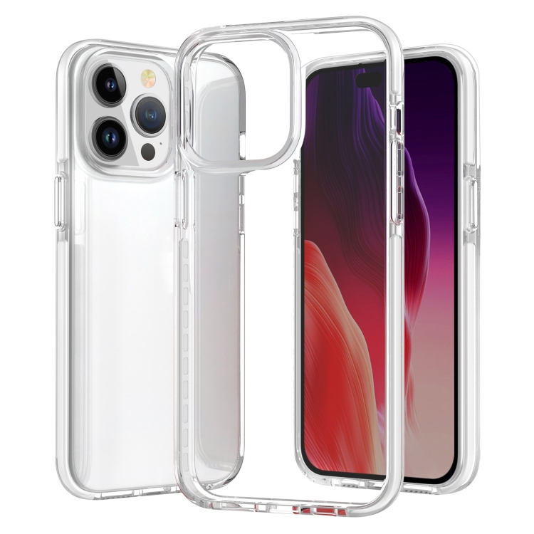 

For iPhone 15 Pro Two-color Shockproof High Transparency TPU Phone Case(White)