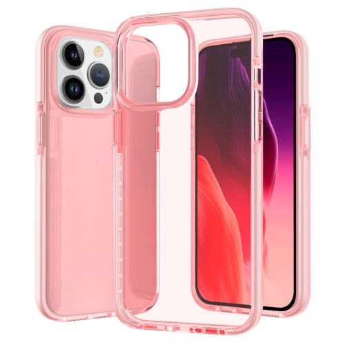 

For iPhone 15 Pro Two-color Shockproof High Transparency TPU Phone Case(Pink)