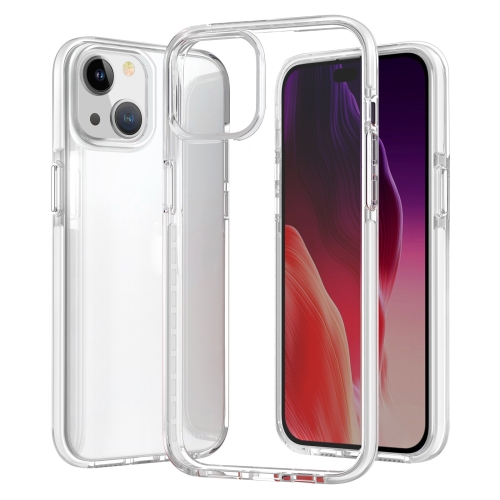 

For iPhone 15 Two-color Shockproof High Transparency TPU Phone Case(White)