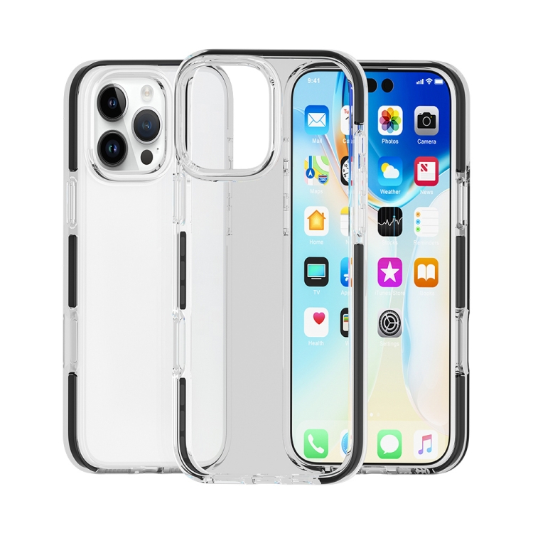 

For iPhone 16 Pro Two-color Shockproof High Transparency TPU Phone Case(Black)