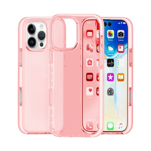 

For iPhone 16 Pro Two-color Shockproof High Transparency TPU Phone Case(Pink)