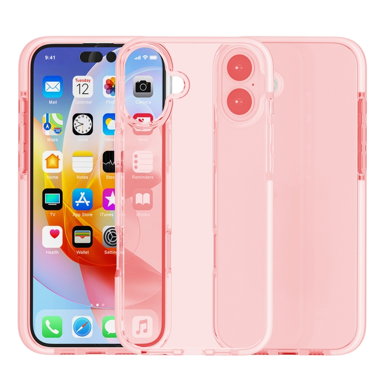 

For iPhone 16 Plus Two-color Shockproof High Transparency TPU Phone Case(Pink)