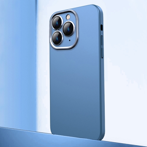 

For iPhone 11 Pro Frosted Metal Material Phone Case with Lens Protection(Blue)