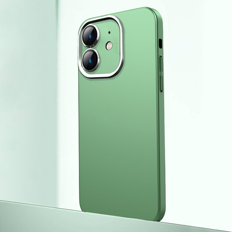 

For iPhone 12 Frosted Metal Material Phone Case with Lens Protection(Green)