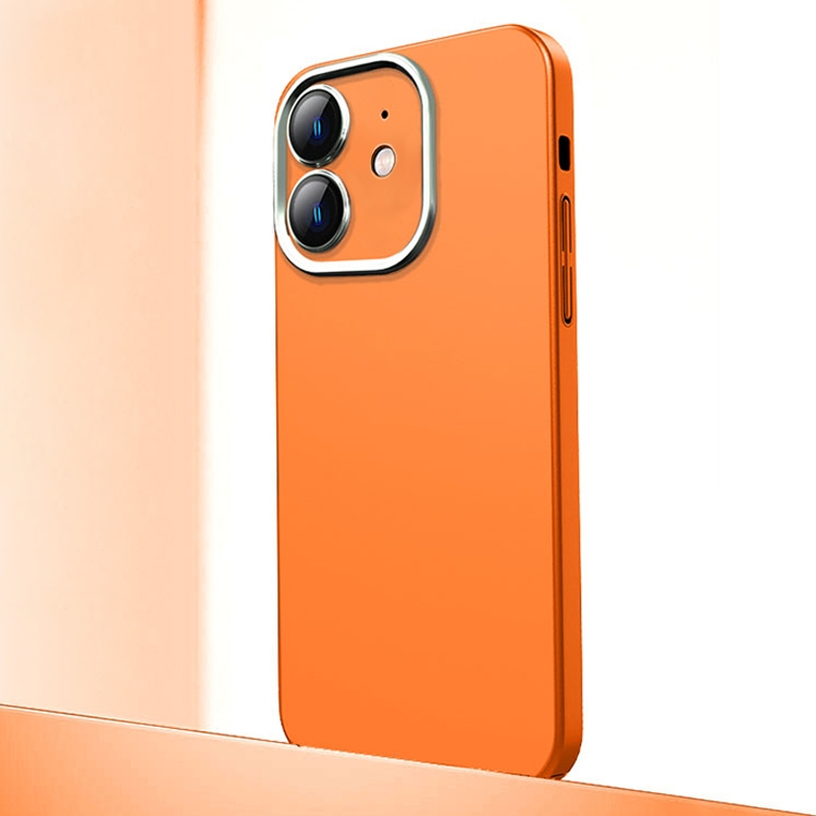 

For iPhone 12 Frosted Metal Material Phone Case with Lens Protection(Orange)
