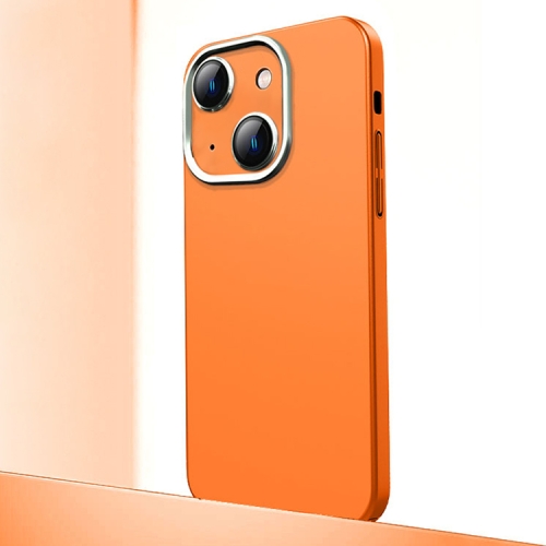 

For iPhone 13 Frosted Metal Material Phone Case with Lens Protection(Orange)