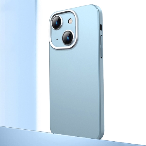 

For iPhone 13 Frosted Metal Material Phone Case with Lens Protection(Light Blue)