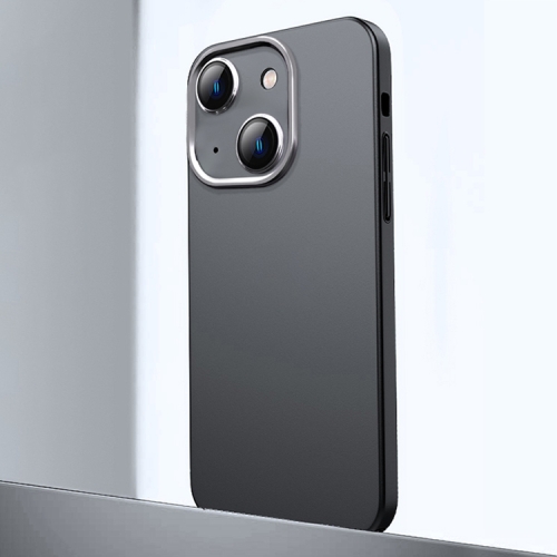 

For iPhone 14 Frosted Metal Material Phone Case with Lens Protection(Black)