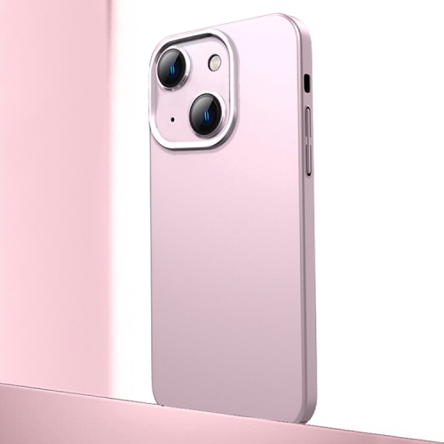 

For iPhone 14 Frosted Metal Material Phone Case with Lens Protection(Pink)