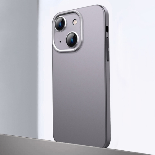 

For iPhone 14 Frosted Metal Material Phone Case with Lens Protection(Grey)