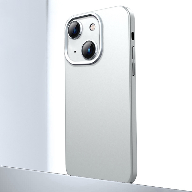 

For iPhone 14 Plus Frosted Metal Material Phone Case with Lens Protection(White)