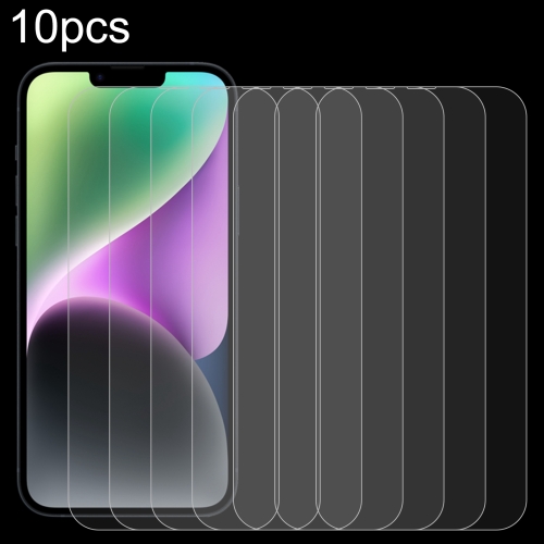 

For iPhone 14 Plus 10pcs 0.26mm 9H 2.5D High Aluminum Tempered Glass Film