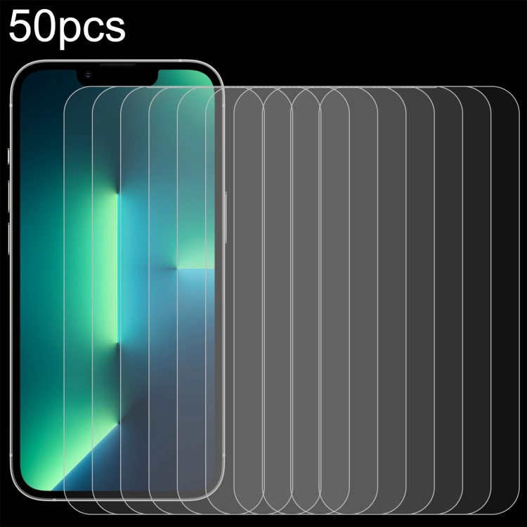 

For iPhone 13 Pro Max 50pcs 0.26mm 9H 2.5D High Aluminum Tempered Glass Film