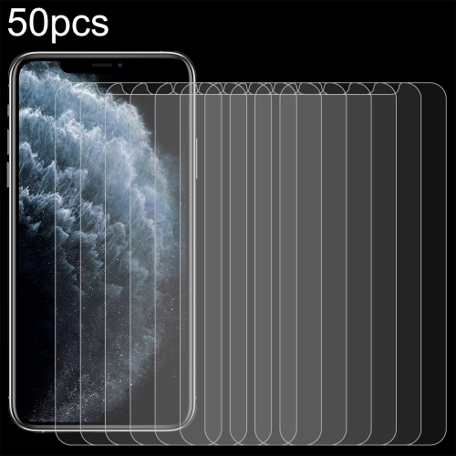

For iPhone 11 Pro / XS / X 50pcs 0.26mm 9H 2.5D High Aluminum Tempered Glass Film