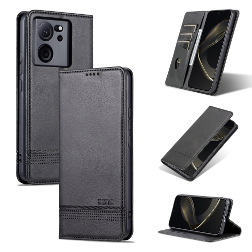 

For Xiaomi Redmi K60 Ultra/Mi 13T/13T Pro AZNS Magnetic Calf Texture Flip Leather Phone Case(Black)