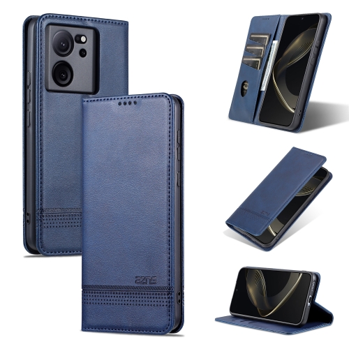 

For Xiaomi Redmi K60 Ultra/Mi 13T/13T Pro AZNS Magnetic Calf Texture Flip Leather Phone Case(Dark Blue)