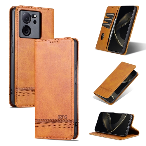 

For Xiaomi Redmi K60 Ultra/Mi 13T/13T Pro AZNS Magnetic Calf Texture Flip Leather Phone Case(Light Brown)